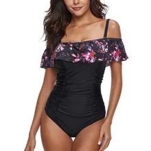 Женское летнее пикантное Платье с принтом и рюшами, купальник, пляжная одежда, сиамский купальный костюм для женщин, прозрачный купальник, монокини