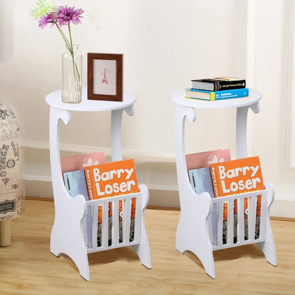 

2PCS Bedroom Bedside Table Modern Flower Display Stand Wooden Magazine Storage Rack Home Decoration Nightstand Bedroom Furniture