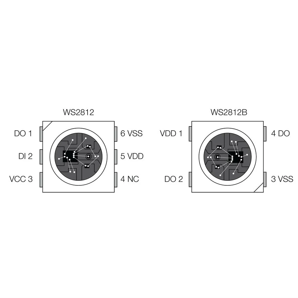 WS2812B чип 4 Пина 5050 SMD черный/белый PCB версия WS2812 индивидуально адресуемых цифровой RGB Светодиодные ленты света 5V пикселей чипы