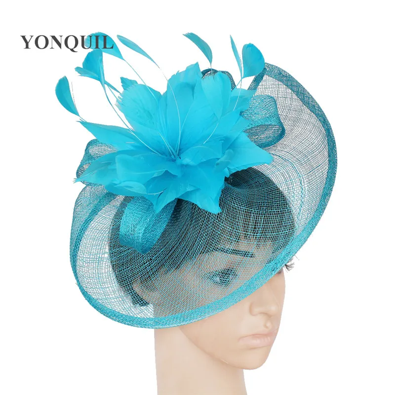 

NEW Sinamay hat fascinator hair accessories for wedding Cocktail 21 colors turquoise blue black gold purple red grey royal blue