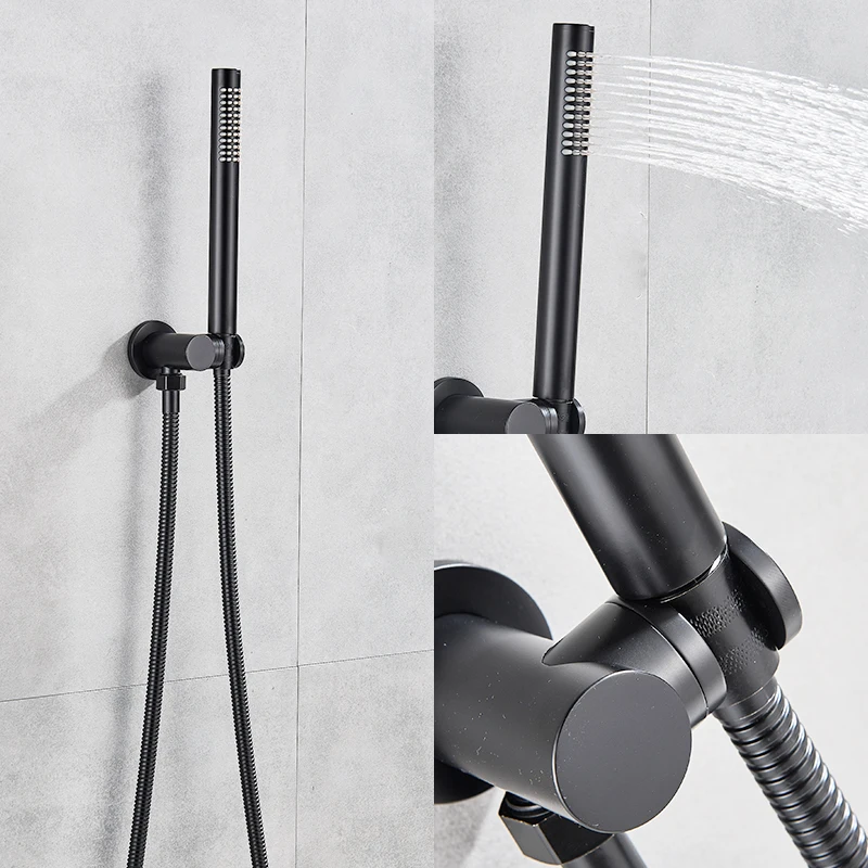 quyanre wanfan gappo matte black matte black solid brass round shower faucet kit rainfall shower 2 way shower kit with rotatable handheld shower bathroom shower system12