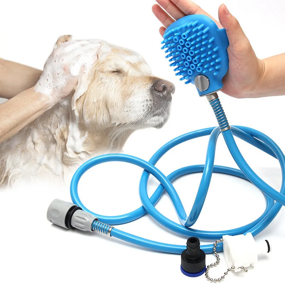 Rain Shower Head For Dogs Wash Cat Pet Shower Sprayer Silica Gel Dog Bath Wash Nozzle Massager Comb Brushes Pet Accessory WK0001 (1)