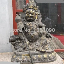 Xd 00635 20 Огромный Тибет Буддизм бронза медь Vaishravana Ездить на Foo Собака Статуя Будды