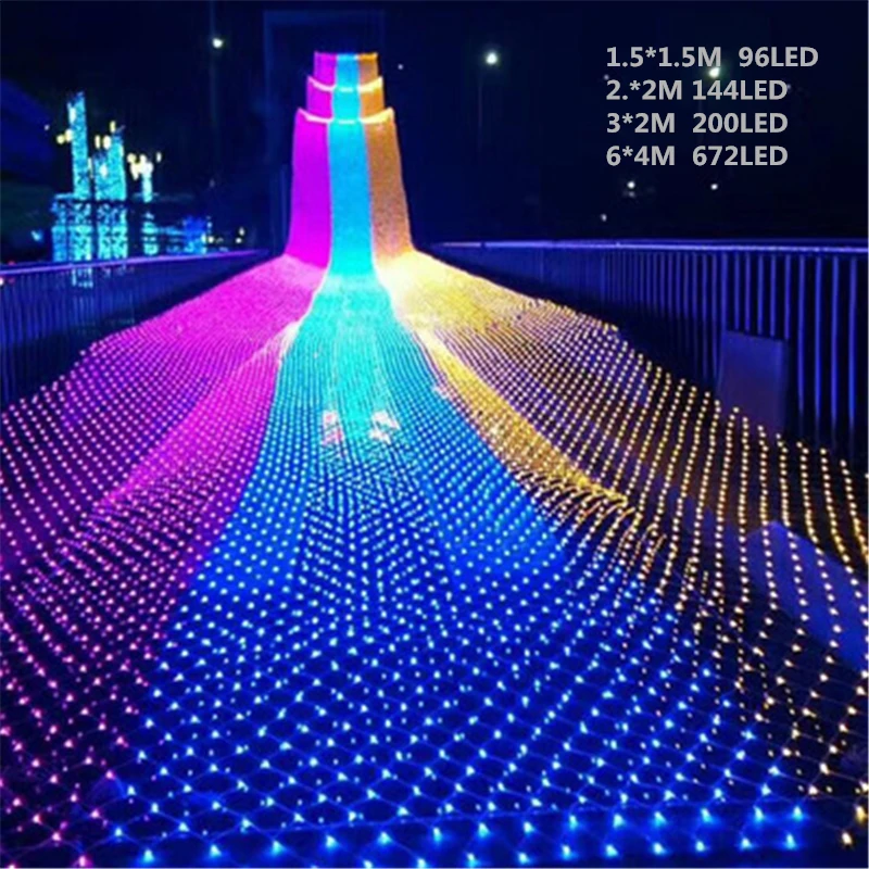 LED Net Light 1.5*1.5M/2*2M/3*2M/6*4M 8 kinds of patterns weaving string lights Christmas lights Holiday light Garden Lamps