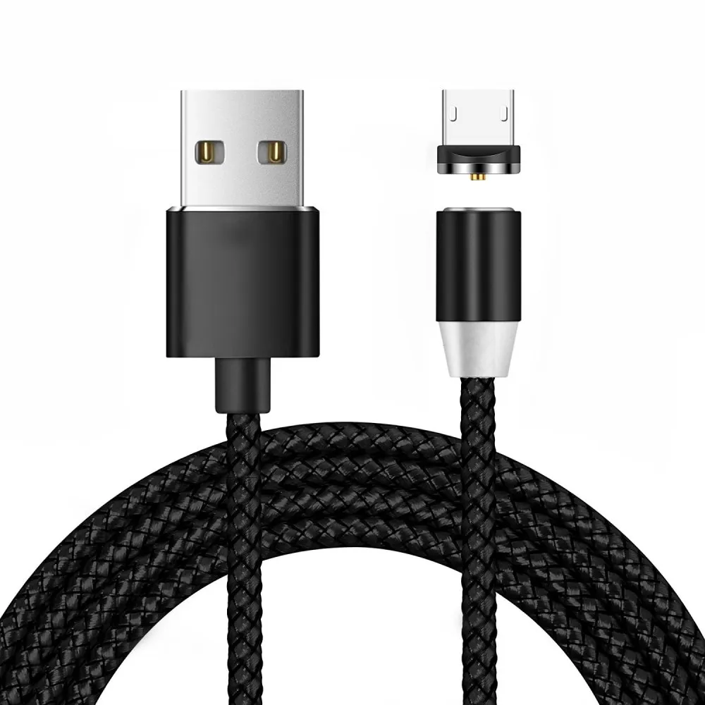 1 м Магнитный Micro usb кабель для зарядки samsung Xiaomi Красный huawei LG htc MicroUSB разъем для смартфона универсальное магнитное зарядное устройство - Цвет: Черный