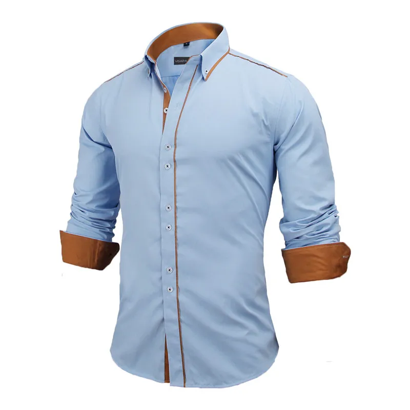 VISADA JAUNA Men Shirts Europe Size New Arrivals Slim Fit Male Shirt Solid Long Sleeve British Style Cotton Men's Shirt N332 VISADA JAUNA Men Shirts Europe Size New Arrivals Slim Fit Male Shirt Solid Long Sleeve British Style Cotton Men's Shirt N332