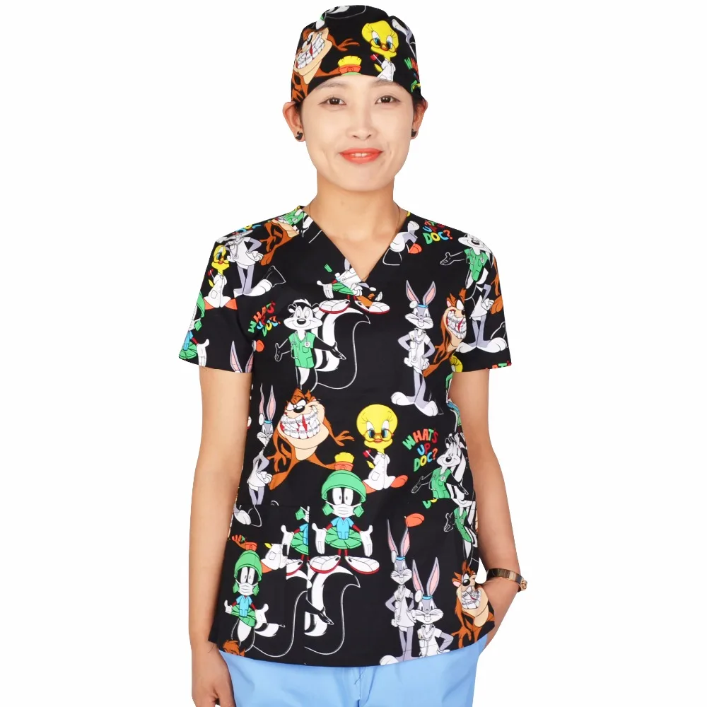 Hennar Women Scrub Tops Medical With V Neck 100 Cotton Surgical Short