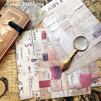 

5pcs/pack A5 size Retro newspaper/bill Collage decoration sticker DIY planner diary scrapbooking album sticker escolar