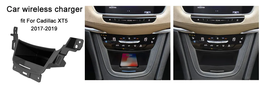 Best Aotsr QI Wireless Car Charger For Cadillac XT5 2017-2019 Intelligent Infrared Fast Wireless Charging Car Phone Holder for iPhone 0
