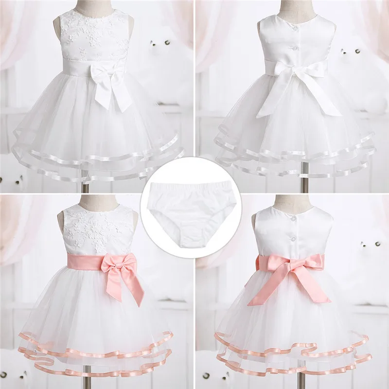 Flower Girl 3D Princess Dress Baby Kids Wedding Formal Party Dresses+Bloomers