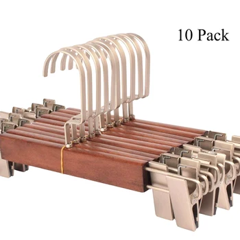 

10Pcs Wooden Suits Hangers With Clips Non Slip Clothing Organizer Hangers For Coats, Jackets, Pants, And Dress Clothes Colorful