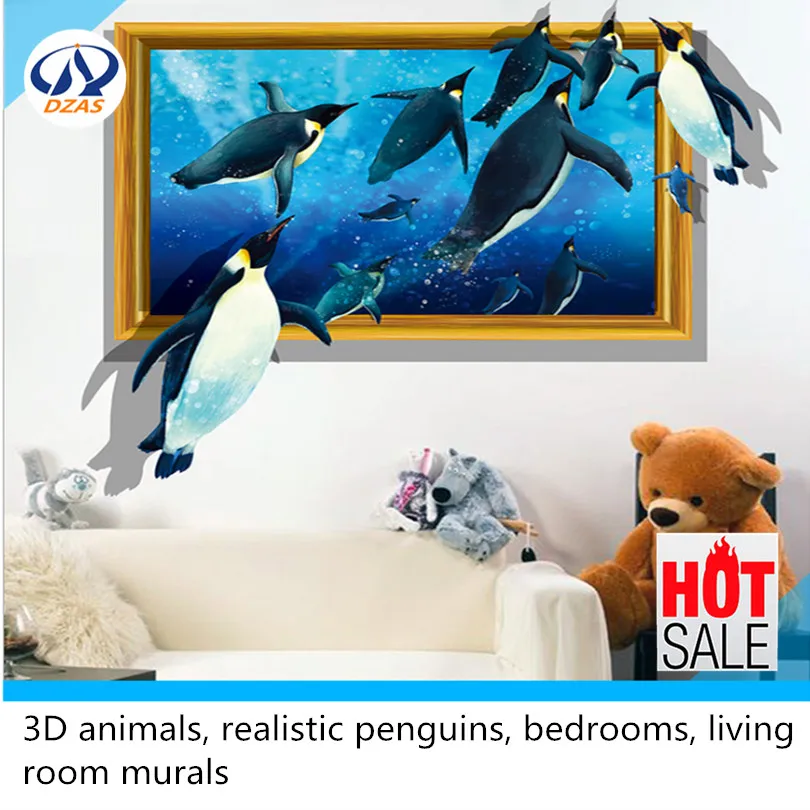 3D животных, реалистичные пингвины, спальни, гостиная DZAS-LS фрески