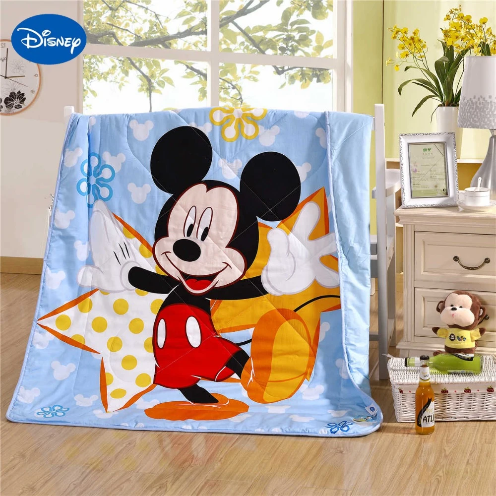 Dessus De Lit Brillant Mickey Mouse Pour Bebe Garcon Housse De Couette Literie Disney En Coton Wowen 1x150cm Bleu Doux Saison D Ete Aliexpress