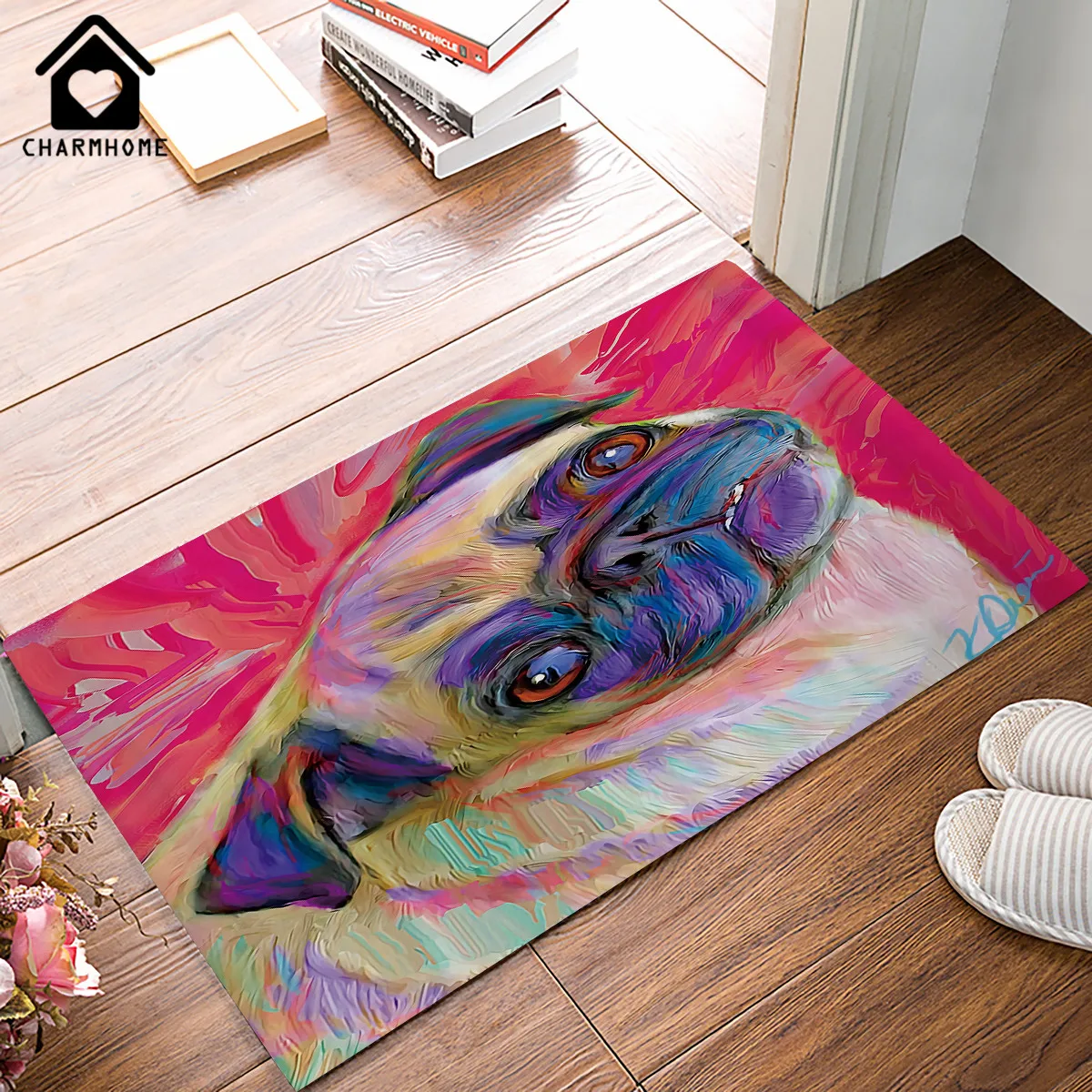 CHARMHOME Fashion Animal Doormat Ink Painting Cute Dog Printing Doormat