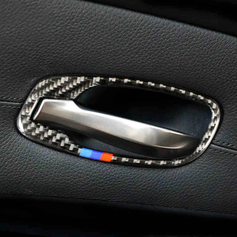 

Carbon Fiber Car Interior Door Handle Cover Trim Door Bowl Stickers Accessories For BMW 5 Series E60 E61 F10 2005-17 Car Styling