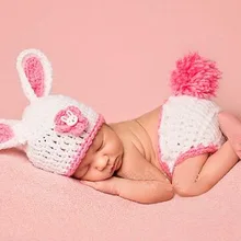 Готовые детские кролик шляпа Детские Пасхальные шапка для маленьких девочек Hat и крышка пеленки и цветок с Банни и пуговицы nb-3m
