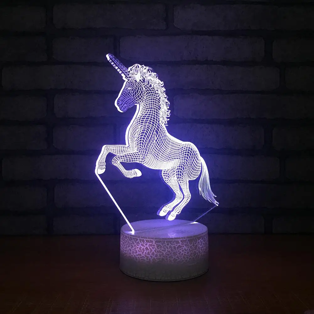 2019 Unicorn 3D Night Light, 7 color Decorative LED Bedside Table Lamp