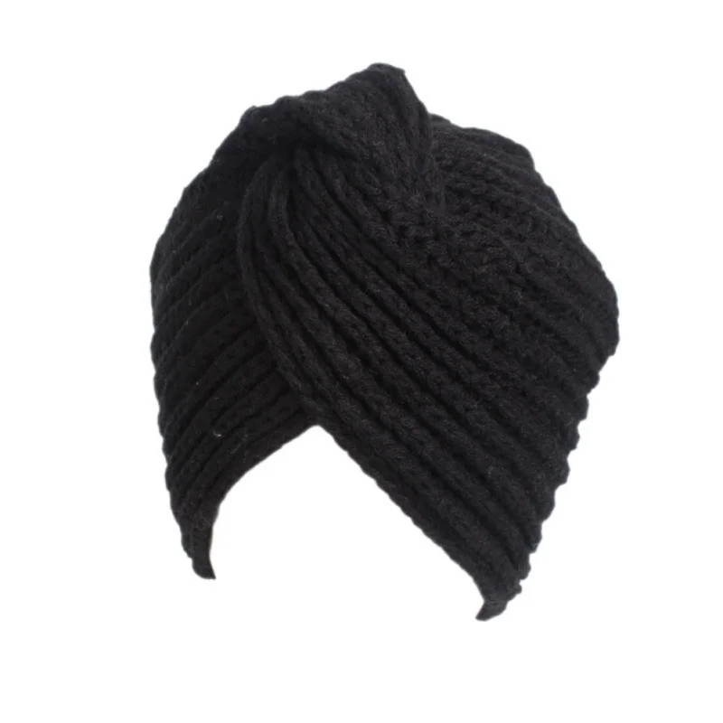 Уличная спортивная зимняя женская шапка стрейч вязаная шапка с биркой грязный булочка конский хвост шапки Holey - Цвет: Черный