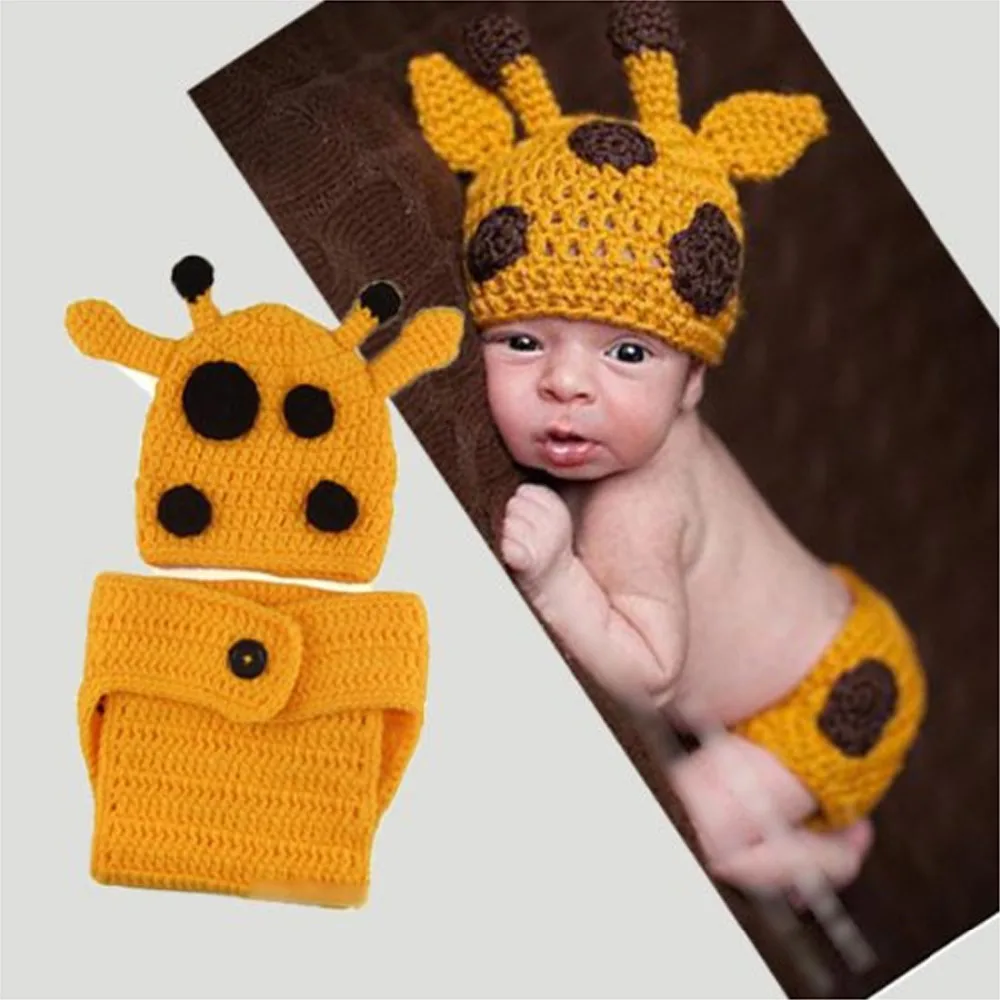Animal Giraffe Newborn Baby Girl Clothing Shaped Baby Costumes Knitted