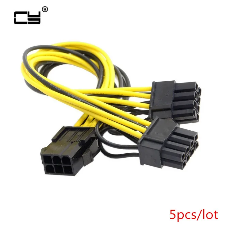 

5PC 6inch Molex 6-pin PCI Express to 2 x PCIe 8 (6+2) pin Motherboard Graphics Video Card PCI-e GPU VGA Splitter Hub Power Cable