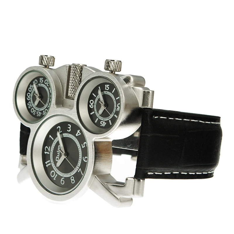 Мужские часы Oulm Лидирующий бренд Роскошные военные кварцевые с 3 часовыми