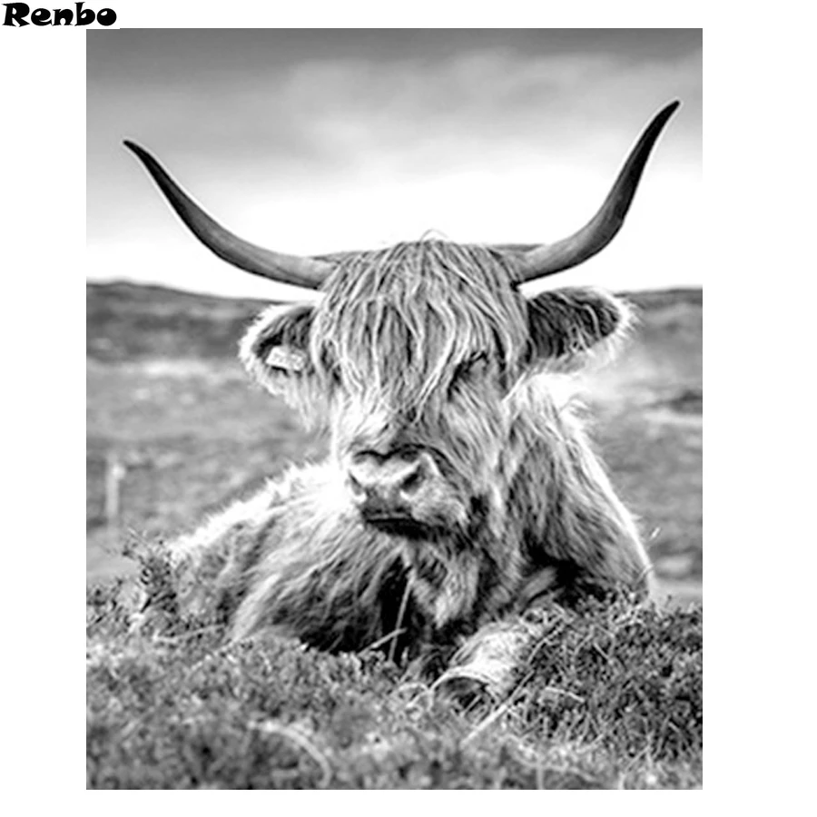Black And White Cattle 5d Diy Diamond Painting Full Square Diamond