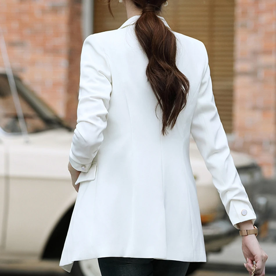 Genayooa бренд офисный женский Блейзер Feminino Плюс Размер осень стеганая Женская куртка пальто Повседневный Белый Блейзер Женский черный