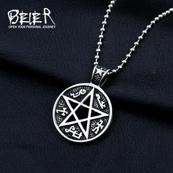 

BEIER Stainless Steel Men's Pentagram Pendant Necklaces Women Man with Charms Pentacle David of Star Jewelry BP8-086