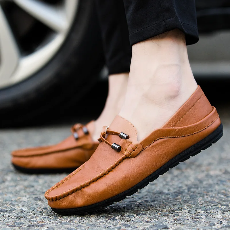 

Men Casual Loafers Cow Leather Moccasin Loafers Shoes Tenis Masculino Handmade Slip On Flat Boat Shoes Male Fashion Footwear