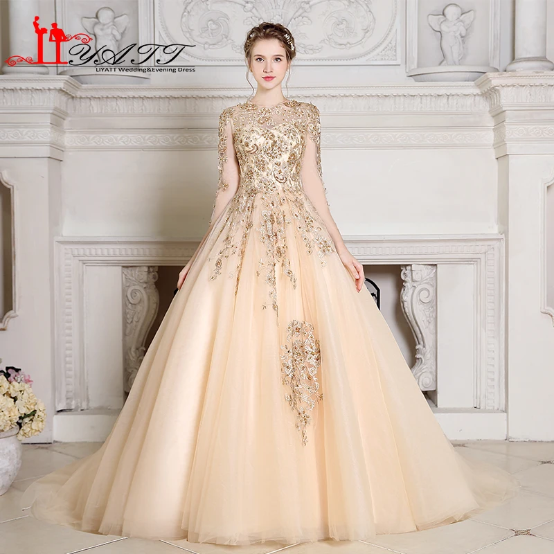 Gold evening dresses for weddings