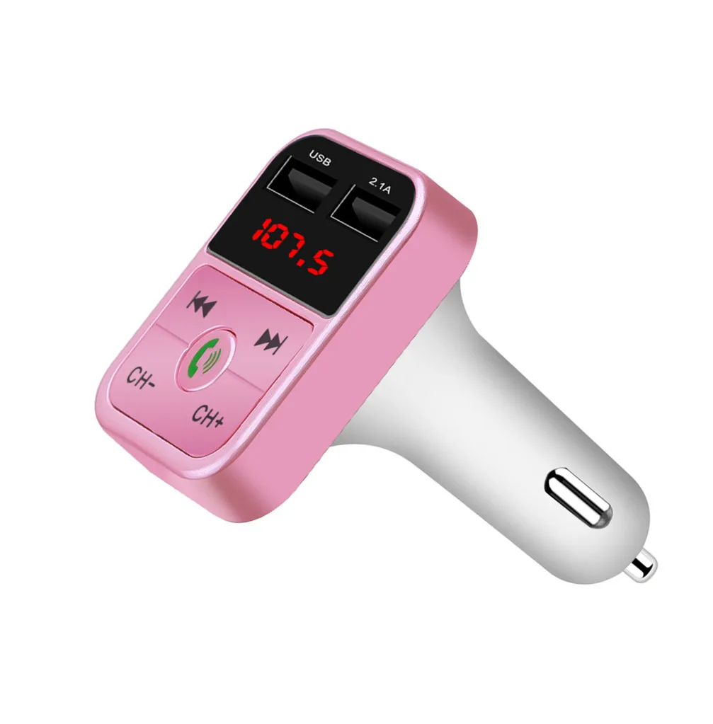 Автомобильный комплект громкой связи беспроводной Bluetooth fm-передатчик ЖК MP3-плеер USB зарядное устройство 2.1A автомобильные аксессуары Громкая связь Цифровой вольтметр - Название цвета: pink