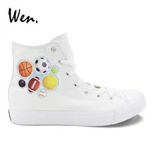 Вэнь оригинальные плимсоллы дизайн спортивные шары белая парусиновая обувь мужские и женские классические дышащие кроссовки высокие повседневные шнуровка на плоской подошве