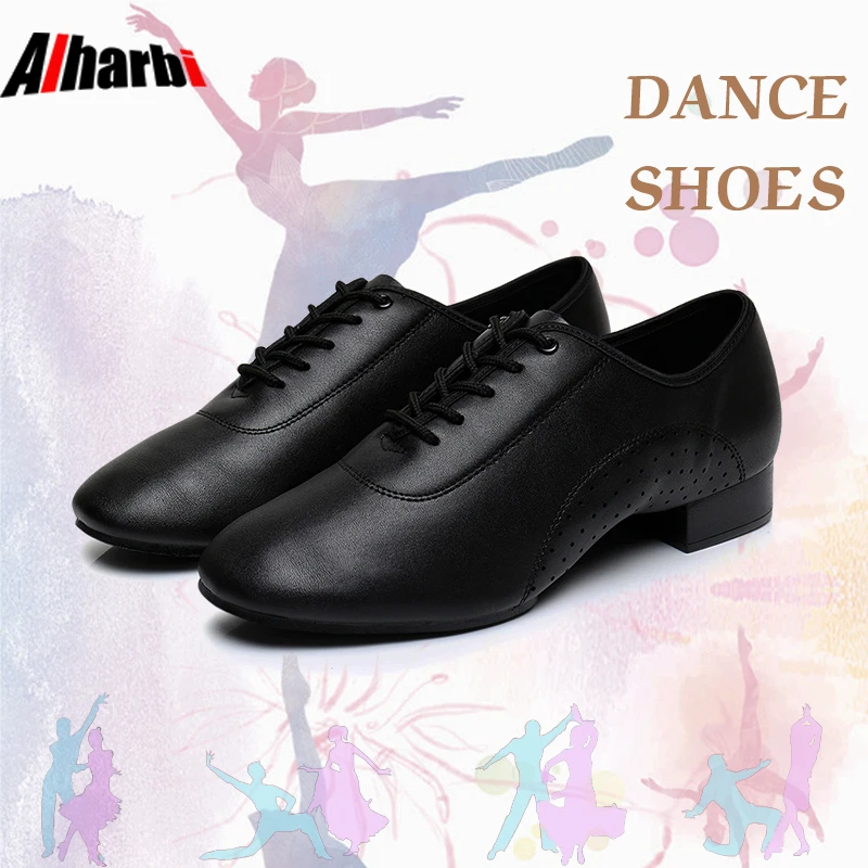 

Alharbi High-end Black Genuine Leather Dance Shoes Tango Latin Dancing Shoes for Men 3cm Heel Latin Tango Shoe