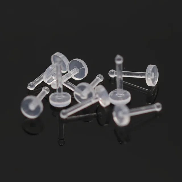 Buy 18G 20G Bio plastic nose studs anti allergic piercing nose ring clear white