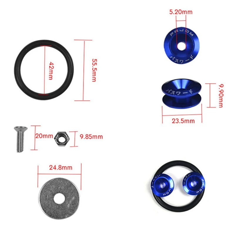 JDM Style Aluminum Bumper Quick Release Fasteners Fender Washers For Honda Civic Integra And Universal Car