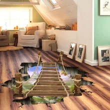 3D Drawbridge Flooring Stickers 60*90cm Wall Sticker Wood Bridge Dwelling Decor Vinyl Wall Decals Adesivo De Parede