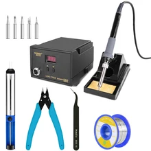 65 Вт 220 В SMD цифровая паяльная станция с паяльной проволокой Пинцет ремонт Сварка паяльник Комплект PCB инструменты для распайки