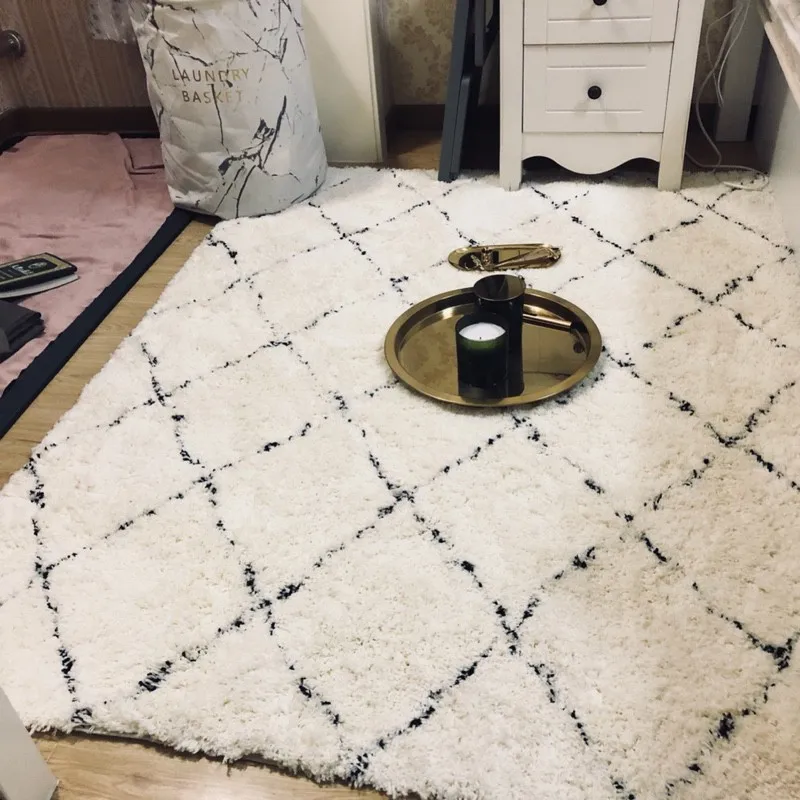 Morocco Style Beni Ourain Rug Beige White Handwoven Mountains