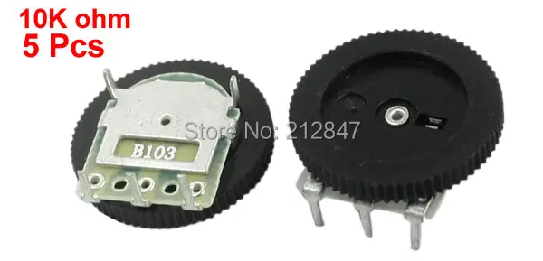 5Pcs 16mmx2mm 10K ohm Stereo Radio Volume Control Wheel Potentiometer B103 (1)