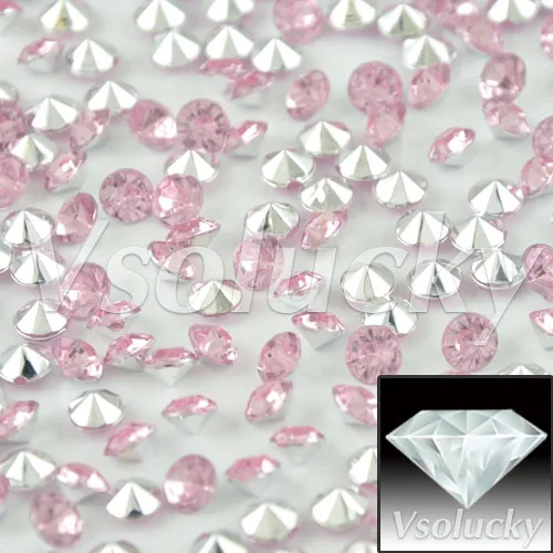 

Diamond Confetti Pink&Silver 1000pcs/bag 4.5mm 1/3Carat Crystal Wedding Table Scatter Decoration bridal shower wedding Party