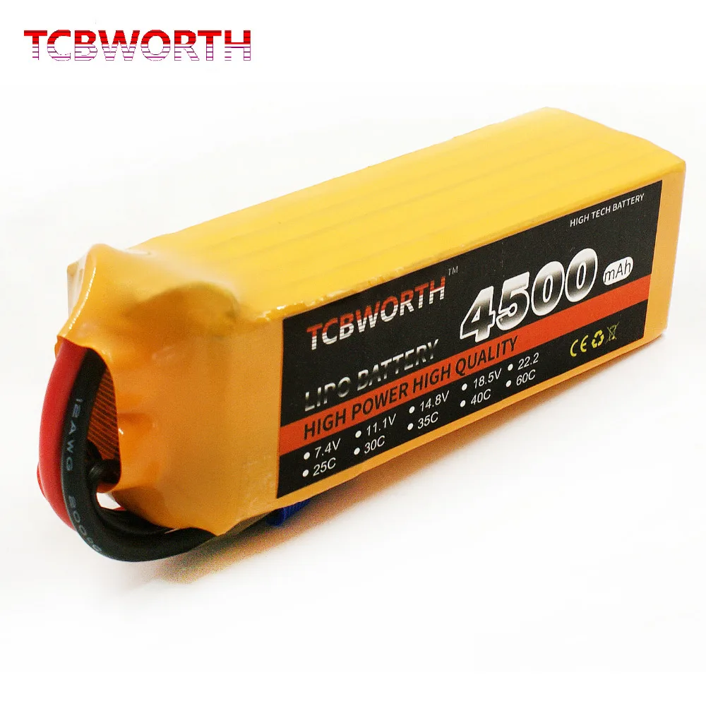 TCBWORTH 6S 22,2 V 4500mAh 60C RC батарея для вертолета для РУ самолет квадротор Акку автомобильный аккумулятор для грузовика LiPo 22,2 V Max 120C