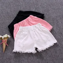 2-16Year девушки милые шорты джинсовые детские рваные джинсы короткие штаны модные летние с бахромой детские брюки детей Соблазнительные шорты Одежда