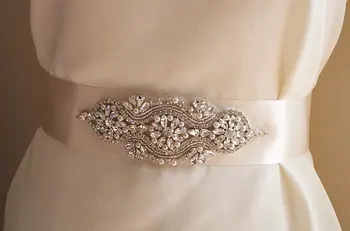 

sash Applique, bridal rhinestone applique, bridal headpiece applique, RAE005