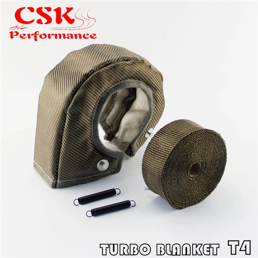 Titanium T4 Turbo Heat Shield Blanket Cover+10 Meter 2" Manifold Downpipe Wrapturbo heat shield
