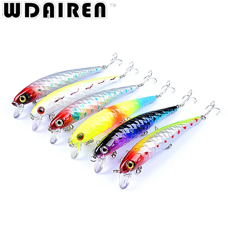  6Pcs/set Fishing Lure Deep Swim Hard Bait Fish Tackle 12cm 14g Float Minnow Fishing Wobbler Japan P