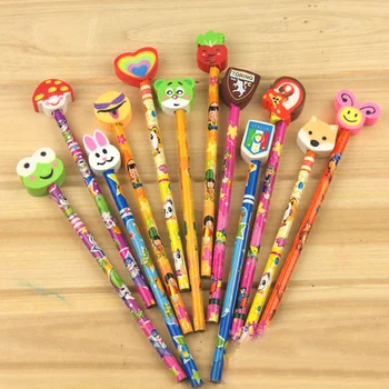 

24 pcs pupils birthday gift creative gifts prizes and lovely new pencil with rubber sleeve wood standard pencils for writing