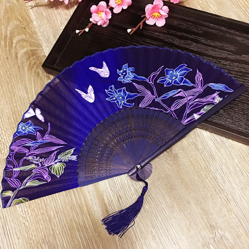 Китайский стиль классический толстый, но свободно тканый Шелковый материал ручной вентилятор женский складной древний вентилятор abanicos para boda abanico