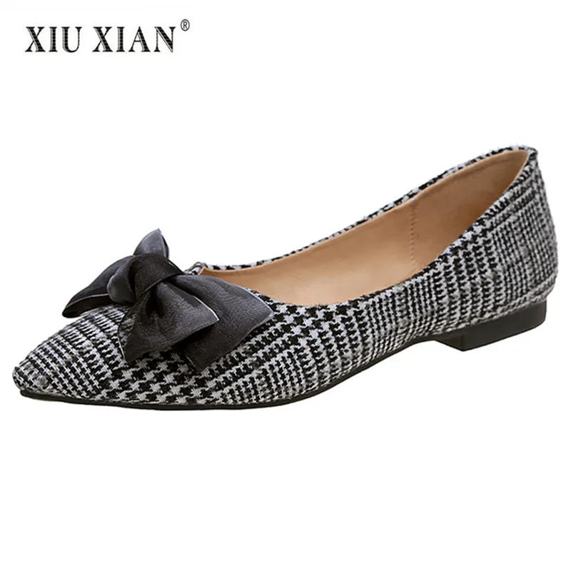 plaid flats with bow
