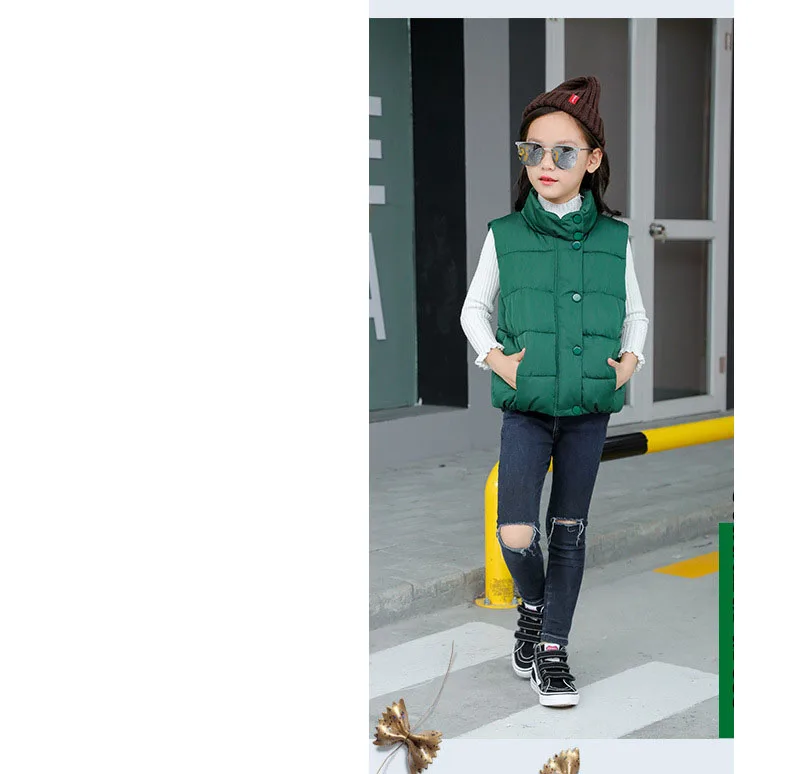 little big girls vest winter autumn padded teenage boys vests and waistcoats kids black green pink teenagers children clothing (37)
