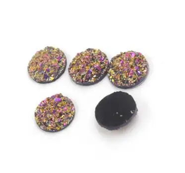 Jaymaxi 10 мм AB Цвет Druzy камень смола круглая плоская спина, кабошон для DIY украшения ювелирных изделий на заказ многоцветный 100 шт./лот - Цвет: 12